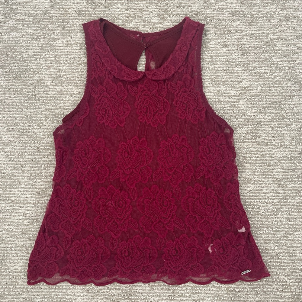 Abercrombie & Fitch Burgundy Lace Tank Top